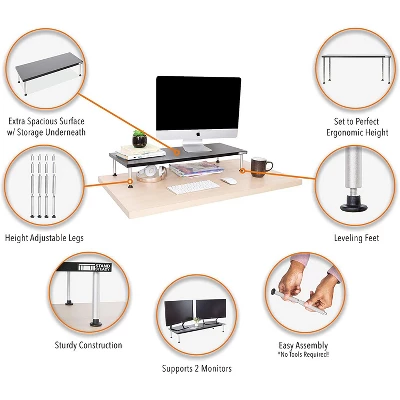 Titan Monitor Stand – 31.25” Height Adjustable Monitor Riser And Desk Shelf– Black – Stand Steady 3 Titan Monitor Stand – 31.25” Height Adjustable Monitor Riser And Desk Shelf– Black – Stand Steady - Image 3