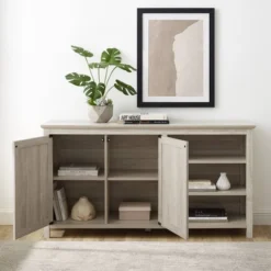 58" Diagonal Grooved Door Sideboard With Open Storage - Saracina Home 9 58" Diagonal Grooved Door Sideboard With Open Storage - Saracina Home -Homcom Store GUEST 04550eef a4a8 452e a5ce 387af7746eaf