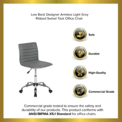 Emma And Oliver Low Back Designer Armless Ribbed Swivel Task Office Chair 30 Emma And Oliver Low Back Designer Armless Ribbed Swivel Task Office Chair -Homcom Store GUEST 0631b47a d270 49cc 9360 56641228645b
