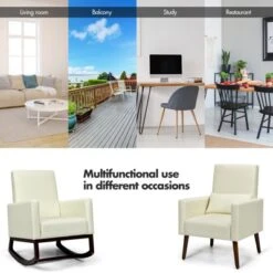 Tangkula 2-in-1 Upholstered Rocking Chair With Wood Leg & Pillow Relax Sofa Chair Light Grey/Beige/Dark Gray -Homcom Store GUEST 063d47aa 120b 44ab ab92 f371f567685f