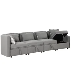 122.8" Minimalist Convertible Modular Sofa, Upholstered Sectional Sofa Couch With 5 Pillows-ModernLuxe 21 122.8" Minimalist Convertible Modular Sofa, Upholstered Sectional Sofa Couch With 5 Pillows-ModernLuxe -Homcom Store GUEST 0b88129f dce1 47fc 9ec4 c57992a409e8