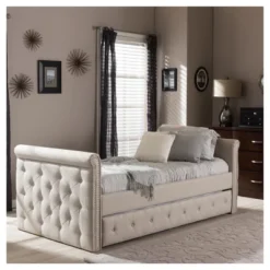 Twin Swanson Modern And Contemporary Fabric Tufted Daybed With Roll-Out Trundle Guest Bed - Baxton Studio 22 Twin Swanson Modern And Contemporary Fabric Tufted Daybed With Roll-Out Trundle Guest Bed - Baxton Studio -Homcom Store GUEST 0e69de2d 0af5 4166 91e8 a952dc6bc9d4