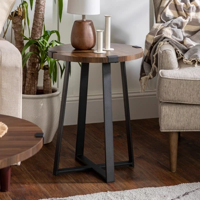 Wrightson Urban Industrial Faux Wrap Leg Round Side Table - Saracina Home 1 Wrightson Urban Industrial Faux Wrap Leg Round Side Table - Saracina Home