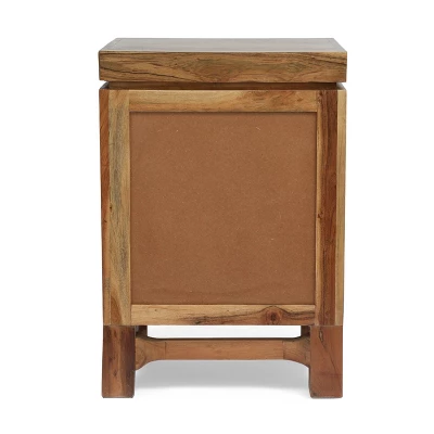 Wadley Boho Handcrafted Acacia Wood Nightstand Natural - Christopher Knight Home 6 Wadley Boho Handcrafted Acacia Wood Nightstand Natural - Christopher Knight Home - Image 6