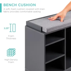 Best Choice Products 46in Shoe Storage Organization Rack Bench For Entryway, Bedroom W/ Padded Seat, 10 Cubbies - Gray 8 Best Choice Products 46in Shoe Storage Organization Rack Bench For Entryway, Bedroom W/ Padded Seat, 10 Cubbies - Gray -Homcom Store GUEST 13abc812 5480 4f06 8909 0a4154ef5d89