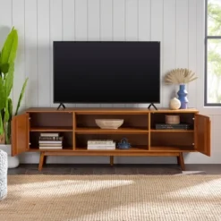 Solid Wood Mid-Century Modern TV Stand For TVs Up To 80" - Saracina Home 20 Solid Wood Mid-Century Modern TV Stand For TVs Up To 80" - Saracina Home -Homcom Store GUEST 13d172c2 7522 436c b47e 043357d4492b