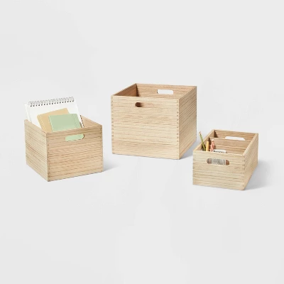 Small Decorative Light Wood Crate Natural - Brightroom™ 3 Small Decorative Light Wood Crate Natural - Brightroom™ - Image 3