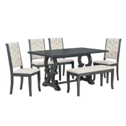 6 PCS Retro Dining Set With Unique-designed Table And Upholstered Chair-ModernLuxe -Homcom Store GUEST 144b2e82 beff 4f59 aab3 7cc9f823a4d3