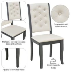 6 PCS Retro Dining Set With Unique-designed Table And Upholstered Chair-ModernLuxe -Homcom Store GUEST 18007a98 7761 4a30 a9ee 913421e58038