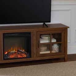 Tasi Transitional Farmhouse Glass Window Pane Door With Electric Fireplace TV Stand For TVs Up To 80" - Saracina Home 26 Tasi Transitional Farmhouse Glass Window Pane Door With Electric Fireplace TV Stand For TVs Up To 80" - Saracina Home -Homcom Store GUEST 1b7e41d8 8ce5 4d62 aab3 807810439b3d