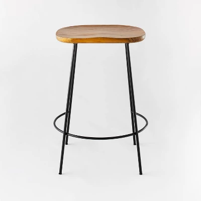Metal Base Counter Height Barstools With Wood Seat Brown - Threshold™ Designed With Studio McGee 2 Metal Base Counter Height Barstools With Wood Seat Brown - Threshold™ Designed With Studio McGee - Image 2