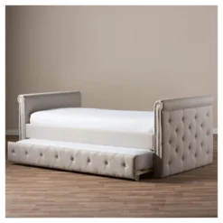 Twin Swanson Modern And Contemporary Fabric Tufted Daybed With Roll-Out Trundle Guest Bed - Baxton Studio 25 Twin Swanson Modern And Contemporary Fabric Tufted Daybed With Roll-Out Trundle Guest Bed - Baxton Studio -Homcom Store GUEST 232e4719 b59f 422b a319 18e2cb7d875d