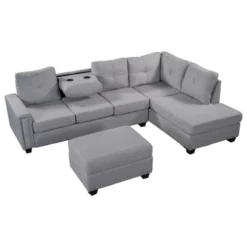 108" Reversible L-Shape Sectional Sofa Couch With Storage Ottoman-ModernLuxe -Homcom Store GUEST 261f9c97 8361 42af a0f8 f1341f4386d7