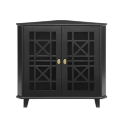2 Door Corner Accent Cabinet With Fretwork Doors - Saracina Home 15 2 Door Corner Accent Cabinet With Fretwork Doors - Saracina Home -Homcom Store GUEST 28fe5556 fd13 4741 9522 8e0abe2af5bd