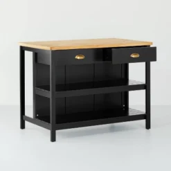 Wood Kitchen Island Table With Storage Black/Natural - Hearth & Hand™ With Magnolia -Homcom Store GUEST 2ba3ead7 b5df 4db4 b48a 075519e1db85