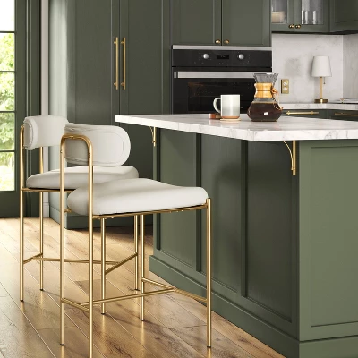 Orion Luxe Backed Counter Height Barstool With Brass Legs Gray Velvet - Threshold™ 1 Orion Luxe Backed Counter Height Barstool With Brass Legs Gray Velvet - Threshold™