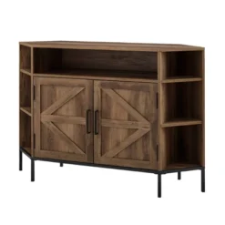 Atticus Modern Farmhouse 2 Door Corner TV Stand For TVs Up To 55" Rustic Oak - Saracina Home -Homcom Store GUEST 300a699d 8a74 4a70 bb6f e5e5e7c1c7a7