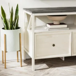 Farmhouse 3 Drawer Wood TV Stand For TVs Up To 65" - Saracina Home -Homcom Store GUEST 31eff10a 5528 4bba 98ac 4d2069368764