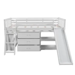 Low Twin Loft Bed With Bookcase, Separate Three Drawers, Pulling Ladder And Slide - ModernLuxe -Homcom Store GUEST 33a23b43 d95a 447f a4e1 2802bfcd6ae3