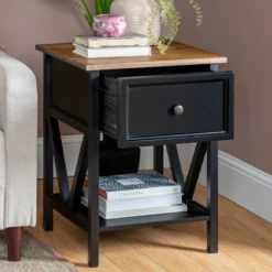 Set Of 2 Farmhouse Single Drawer V Frame Nightstands - Saracina Home -Homcom Store GUEST 37e94c5e 823d 4fff b6b8 c64e0f45834b