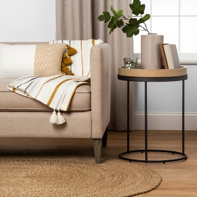 Wood & Steel Accent Side Table - Natural/Black - Hearth & Hand™ With Magnolia 1 Wood & Steel Accent Side Table - Natural/Black - Hearth & Hand™ With Magnolia
