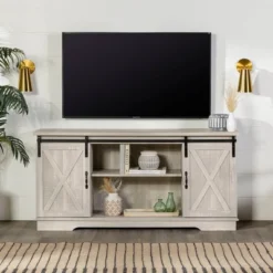 Modern Transitional Sliding Barndoor TV Stand For TVs Up To 65"- Saracina Home -Homcom Store GUEST 3a33cfae 753c 49d5 b93b f8ed8ea1c772