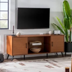 2 Door Mid-Century Modern Wood Storage TV Stand For TVs Up To 65" - Saracina Home 22 2 Door Mid-Century Modern Wood Storage TV Stand For TVs Up To 65" - Saracina Home -Homcom Store GUEST 3bbb6a39 9749 4089 be2e f454c4ed782a