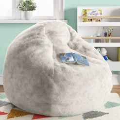 XL Fuzzy Kids' Bean Bag Cream - Pillowfort™