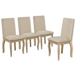 5 PCS Round Wood Extendable Dining Table Set With 4 Upholstered Dining Chairs-ModernLuxe 25 5 PCS Round Wood Extendable Dining Table Set With 4 Upholstered Dining Chairs-ModernLuxe -Homcom Store GUEST 3f067f5c e1b8 4a97 b8a1 24e970d94ae6