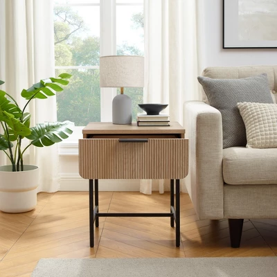 Modern Reeded 1 Drawer Side Table - Saracina Home 5 Modern Reeded 1 Drawer Side Table - Saracina Home - Image 5