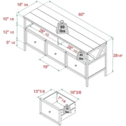 Farmhouse 3 Drawer Wood TV Stand For TVs Up To 65" - Saracina Home -Homcom Store GUEST 40d5f612 f4e7 48b3 8586 affcd4996633