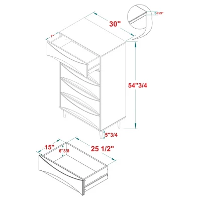 Mid-Century Modern Contoured 5 Drawer Chest Of Drawers - Saracina Home 16 Mid-Century Modern Contoured 5 Drawer Chest Of Drawers - Saracina Home - Image 16