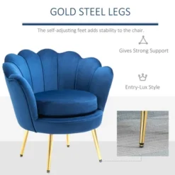 HomCom Elegant Velvet Upholstered Accent Leisure Club Chair With Gold Metal Legs 14 HomCom Elegant Velvet Upholstered Accent Leisure Club Chair With Gold Metal Legs -Homcom Store GUEST 453ce68e e4a4 4f60 b7ec 9d9cab5e1638
