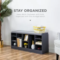 Best Choice Products 46in Shoe Storage Organization Rack Bench For Entryway, Bedroom W/ Padded Seat, 10 Cubbies - Gray 10 Best Choice Products 46in Shoe Storage Organization Rack Bench For Entryway, Bedroom W/ Padded Seat, 10 Cubbies - Gray -Homcom Store GUEST 484e3711 30cd 4de4 9bfb 7876d4619ade