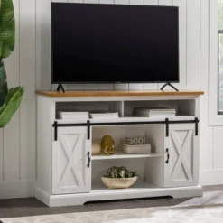 Transitional Sliding Barndoor Highboy TV Stand For TVs Up To 58" - Saracina Home -Homcom Store GUEST 4c19d460 b0f1 4bd4 adae 7d662cd1c88d