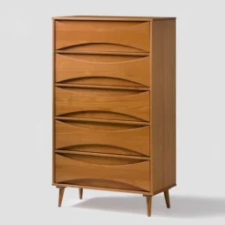 Mid-Century Modern Contoured 5 Drawer Chest Of Drawers - Saracina Home 23 Mid-Century Modern Contoured 5 Drawer Chest Of Drawers - Saracina Home -Homcom Store GUEST 4c1c83b0 0324 4ee8 ae12 19111936c63c