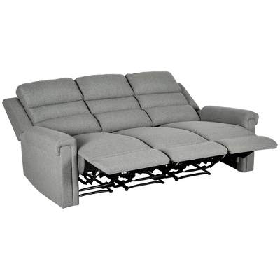 HOMCOM Recliner Sofa Couch With Easy Pull Handles And Adjustable Footrest, 3 Seater Sofa Modern Couch, Gray 3 HOMCOM Recliner Sofa Couch With Easy Pull Handles And Adjustable Footrest, 3 Seater Sofa Modern Couch, Gray - Image 3