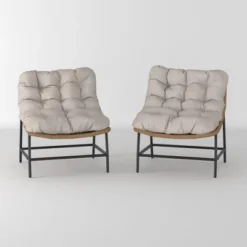 2pk Papasan Scoop Outdoor Patio Chair - Natural - Saracina Home 25 2pk Papasan Scoop Outdoor Patio Chair - Natural - Saracina Home -Homcom Store GUEST 4f90f799 f729 4ef9 9855 358f0a27be20