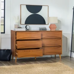 Mid-Century Modern Contoured 6 Drawer Dresser - Saracina Home 26 Mid-Century Modern Contoured 6 Drawer Dresser - Saracina Home -Homcom Store GUEST 4f9f1d1c 1d30 433d abee ec047232182c