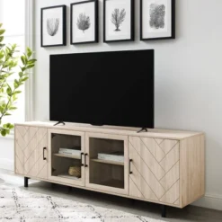 Vik Modern Boho 4 Door Herringbone TV Stand For TVs Up To 80" - Saracina Home -Homcom Store GUEST 530194cb a341 4baf 923d 18f7438961b6