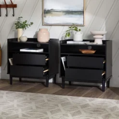 2pk Mid-Century Modern Solid Wood 2 Drawer Storage Nightstands - Saracina Home 21 2pk Mid-Century Modern Solid Wood 2 Drawer Storage Nightstands - Saracina Home -Homcom Store GUEST 559c5ca6 af7e 4136 9a5f 989a82141900