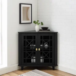 2 Door Corner Accent Cabinet With Fretwork Doors - Saracina Home 16 2 Door Corner Accent Cabinet With Fretwork Doors - Saracina Home -Homcom Store GUEST 56432bd0 d98d 41c7 8ca0 8e740f3e8fc7