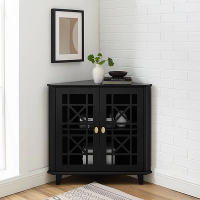2 Door Corner Accent Cabinet With Fretwork Doors - Saracina Home 5 2 Door Corner Accent Cabinet With Fretwork Doors - Saracina Home - Image 5