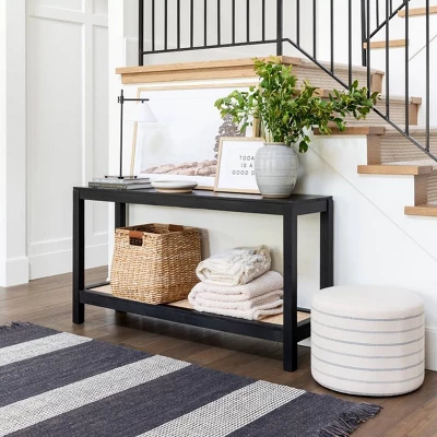 Console Table With Woven Rattan Shelf Black - Threshold™ Designed With Studio McGee 7 Console Table With Woven Rattan Shelf Black - Threshold™ Designed With Studio McGee - Image 7