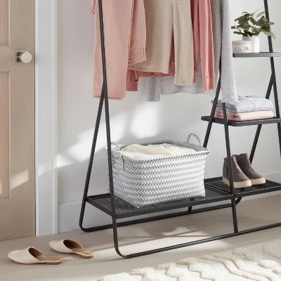 Large Woven Rectangular Storage Basket Gray/White - Brightroom™ 1 Large Woven Rectangular Storage Basket Gray/White - Brightroom™