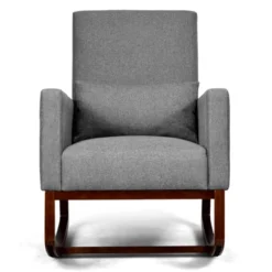 Tangkula 2-in-1 Upholstered Rocking Chair With Wood Leg & Pillow Relax Sofa Chair Light Grey/Beige/Dark Gray -Homcom Store GUEST 5f5218cd e5cc 4a7a 8198 e10601212c46