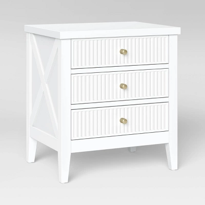 Wrentham Beadboard Farmhouse 3 Drawer Nightstand White - Threshold™ 2 Wrentham Beadboard Farmhouse 3 Drawer Nightstand White - Threshold™ - Image 2