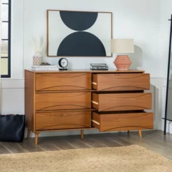 Mid-Century Modern Contoured 6 Drawer Dresser - Saracina Home 24 Mid-Century Modern Contoured 6 Drawer Dresser - Saracina Home -Homcom Store GUEST 6064d6cb 5a30 4857 807c b8d5d64567a9