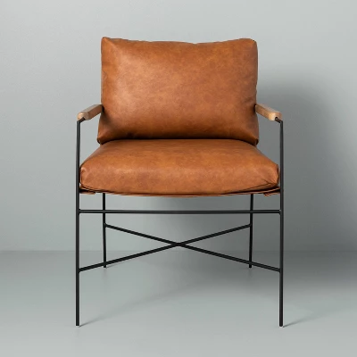 Faux Leather & Metal Accent Chair - Black/Brown - Hearth & Hand™ With Magnolia 2 Faux Leather & Metal Accent Chair - Black/Brown - Hearth & Hand™ With Magnolia - Image 2