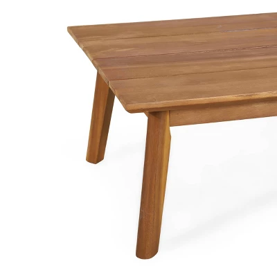 2pc Ellendale Outdoor Acacia Wood Loveseat & Coffee Table Teak/White - Christopher Knight Home 1 2pc Ellendale Outdoor Acacia Wood Loveseat & Coffee Table Teak/White - Christopher Knight Home